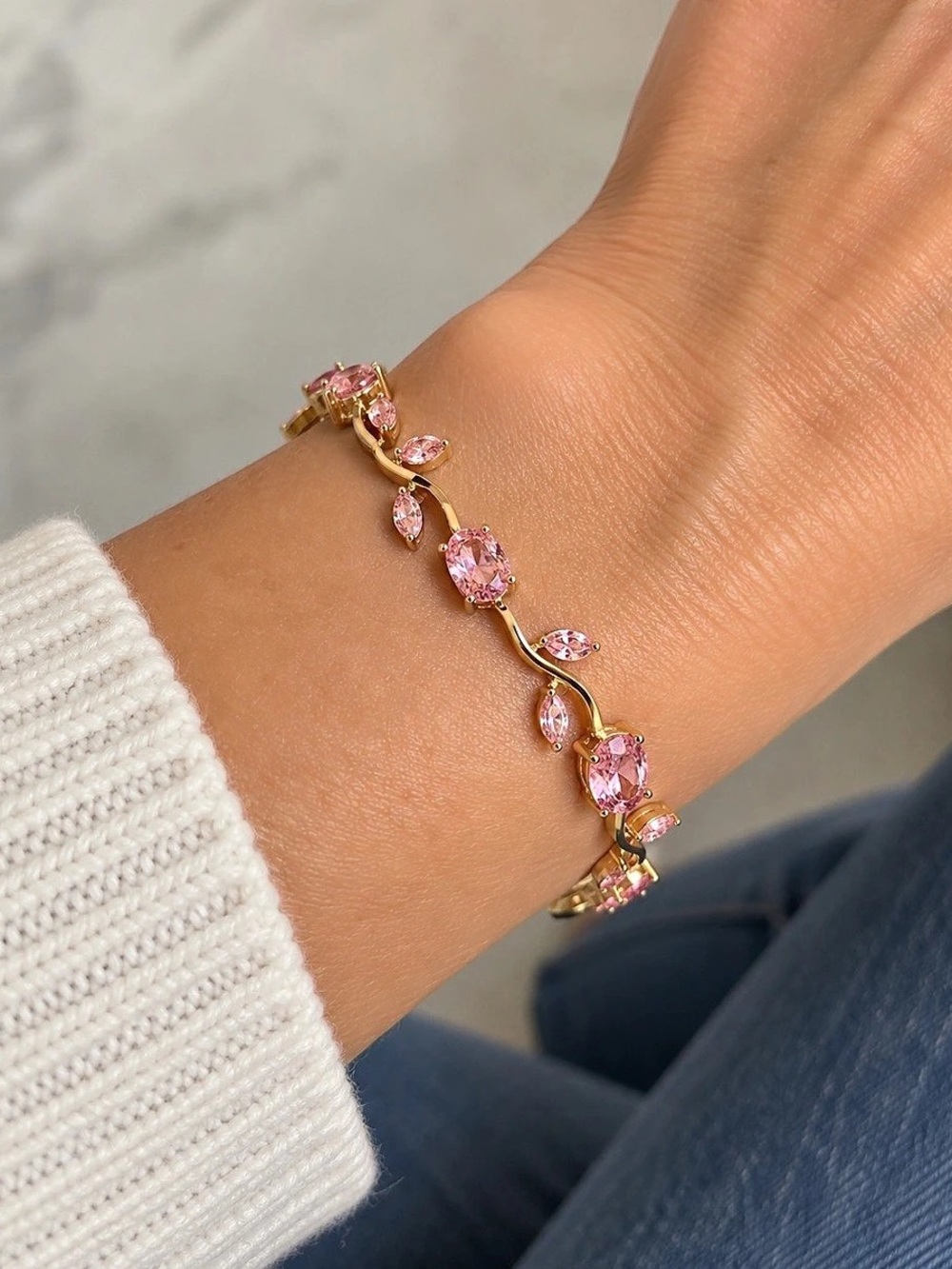 Pink & Gold Crystal Bracelet Like New
